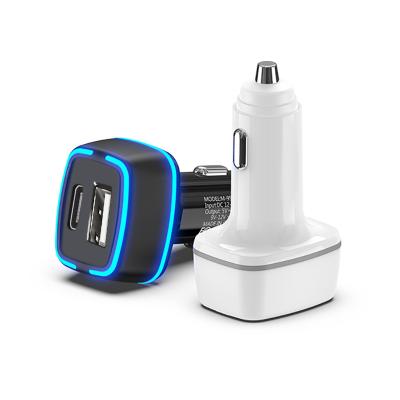 China 3.1A Mobile Phone Fast Car Charger Adapter Dual Usb Car Charger Type C PD Usb Car Charger For Mobile Phone for sale