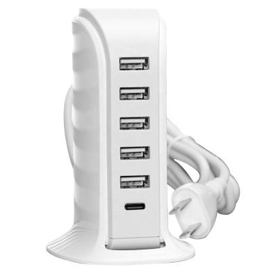 China Mobile Phone/PD 6-Port USB Charger Desktop USB Charging Station Pad Tablet/Power Bank/MP3/MP4 38W Fast Wall Charger For Smart Phone for sale