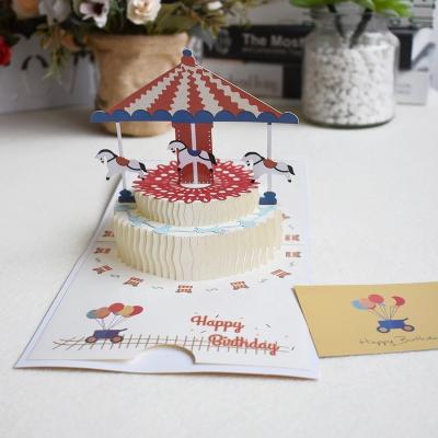 China All Around The World Unique 3D Pop The Greeting Cards Carousel Pop Up Card for sale