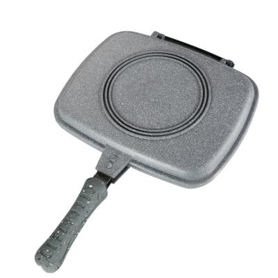 China Non-sustainable hot stick flat sale aluminum marble grill pan/double flat griddle pan for sale