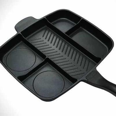 China Sustainable 5 Section Square Divided Cooking Non Stick Aluminum Skillet for sale