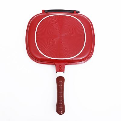 China Sustainable Smokeless Nonstick Rectangular Aluminum Double Sided Omelet Pan Flip Pan Pan With Customized Logo Service for sale