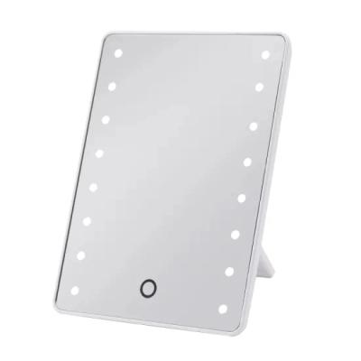 China Lighted Ladies Rectangle Table Folding Portable Desktop Cosmetic Make Up Mirror Logo Small Lighted Custom for sale