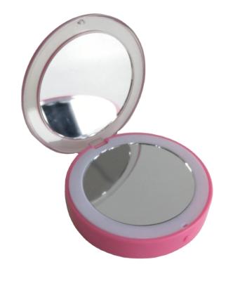 China High Quality Promotion Gift Portable Lighted Pocket Makeup Mirror With LED Lights for sale