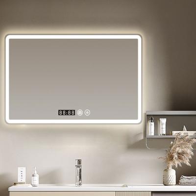 China Water Proof Drogging Transmittance Moisture Proof Drogging Transmittance Frontal Hotel Touch Screen Mirror Frameless Smart Wall Mounted Wall Mounted Led Square Bathroom Mirror for sale