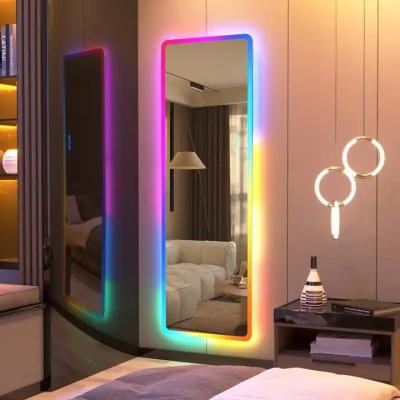 China HD Modern Magical Acrylic Frame With Lights Amazon Hot Selling Hollywood Bedroom Living Room Mirror Piercing Fit Mirror for sale