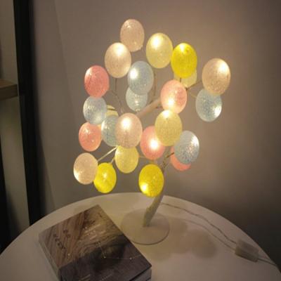 China Home Decoration Light25 LED Cotton Ball Battery Operated Warm White Christmas LED Branch Led Cotton Ball Tree Light for sale