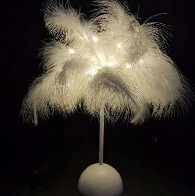 China Decorative Feather Feather Table Lamp Wedding Table LED Lights for sale