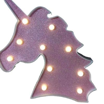 China Unicorn Pink Battery Operated Unicorn Shape Marquee Lights for Kids Room Decoration Table Lamp Night Light for sale