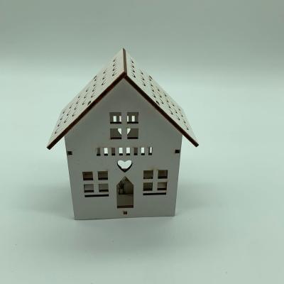 China Hot Sales Small Home House Christmas Decoration Wooden Warm White Led Decorative Light for sale