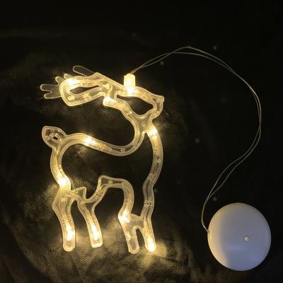 China Deer Curtain Light With Battery Operated Sucker Deer Shape Christmas Decorative Sucker Window Hanging Light for sale