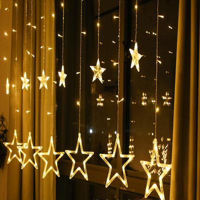 China LED curtain star string light warmwhite 138L window led curtain star string light for room festival Christmas and Ramadan decoration for sale