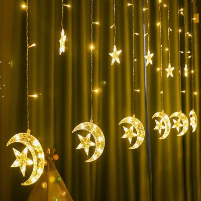 China LED Curtain Month Hug Star String Light 138L Month Hug Star Light Festival Christmas and Ramadan Decoration for sale