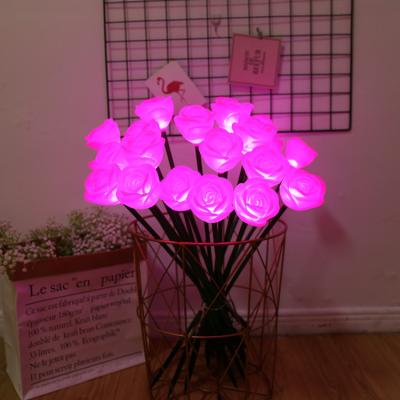 China Flower Tulip Light Purple Flowerpot Plastic LED Flower Pot Lamp for sale