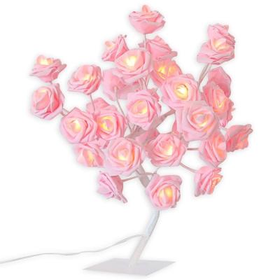 China High Quality Fairy Christmas Night Light Mini Led Rose Branch Tree Desk Table Lamp Cherry Blossom Tree Decoration Flower Indoor Light for sale