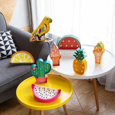 China Decoration Ice Cream Pineapple Bird Cactus Watermelon Fire Orange Dragon Shape Led Paper Lamp for sale