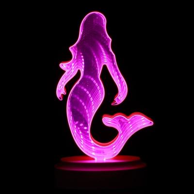 China Modern Portable Night Desk Lamp Mermaid Shape Tunnel Mirror Led Table Lamp for sale