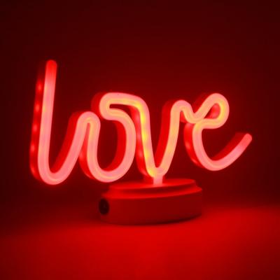 China Warm Decoration Love Neon Lights Bedroom Battery Operated Plastic Night Light for sale