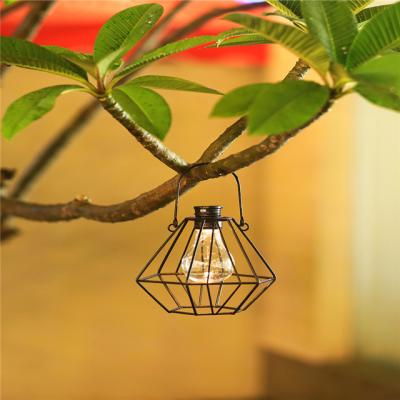 China Garden Retro Metal Waterproof Solar Lantern Outdoor Warm White Solar Lights With Hanger Hook for sale