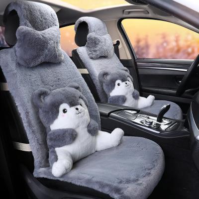 China Keep Warm New Design Winter Cartoon Plush Car Cushion Set Rabbit Fur Car Amazon Car Cushion Cover Warm Seat Cover for sale