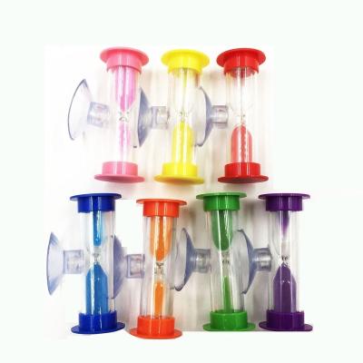 China China Plastic Colored Plastic Shower Tooth Shower Timer 3 Minute Sand Timer Hourglass With Sucker for sale