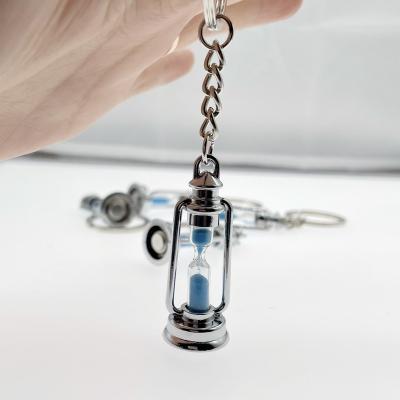 China PVC Sand Timer Key Ring Mini Souvenir Gifts Promotion Stainless Steel Metal Mini Hourglass Key Chain for sale