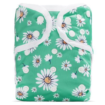 China 2022 New Printed Diaper Cloth Baby Diaper Wholesale Green Reusable Washable Manufacturing for sale