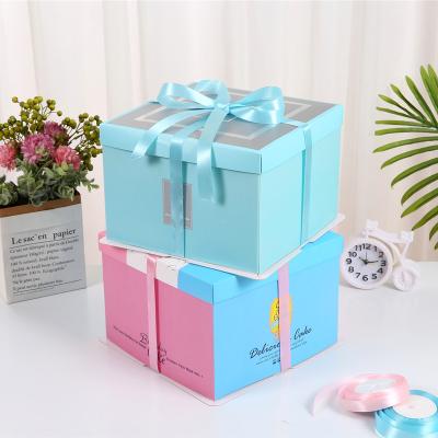 China Modern Design Square Paper Recyclable High Quality Custom Luxury Cake Box 3 in 1 Cake Box for sale