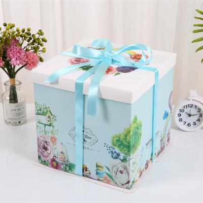 China Wholesale Recycled Materials Hot Sale Custom Printed Portable Double Square Paper Cake Box Birthday Party for sale