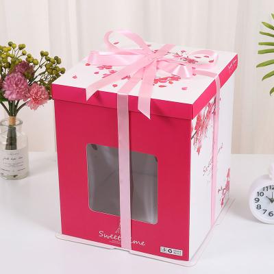 China High Quality Recycled Materials Double Layer Square Paper Cake Box Custom Large Packaging With Window for sale