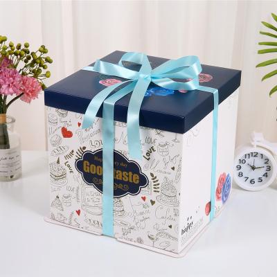 China Recyclable factory cheap custom printed tall birthday cake box with handle cake pop box for sale