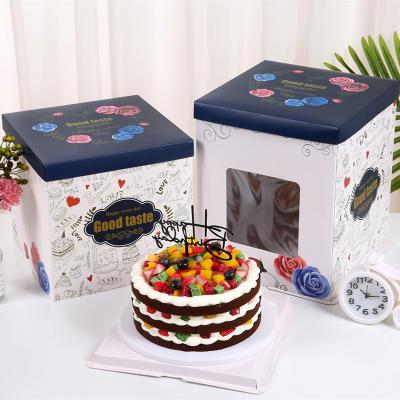 China Recycled Materials Factory-Outlet Customized 6 Inch Bakery Paper Cake Boxes With Tall Window Wedding Cake Boxes for sale