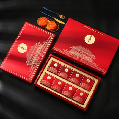 China Recycled Materials Hot Selling Moon Cake Gift Box Custom Clear Printed Paper Packaging With Handle for sale