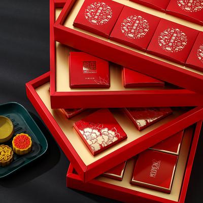 China Recycled Clear Materials Hot Sale Mooncake Gift Box Custom Paper Packaging With Handle for sale