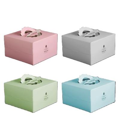 China Wholesale Recyclable Custom Mini Portable Colorful Square Small Paper Cake Box For Wedding for sale