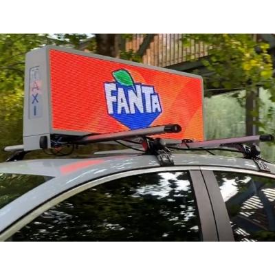 China Double Sides Hd Video LED Screen Car USB 4G Wifi Digital Double Sided Car Top Signage Billboard Sign Taxi Roof Advertising Screen for sale