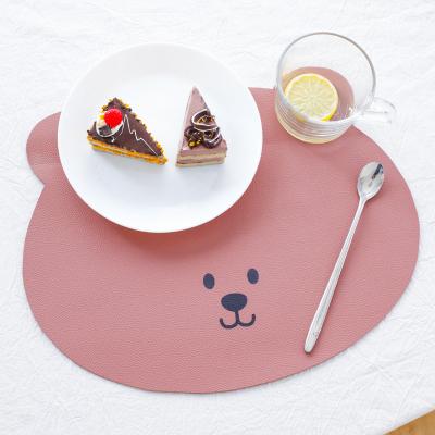 China NEW 2020 Hot Sale Sustainable PU Place Mat Food Grade Leather Bear Shaped Children'S Table Mat for sale