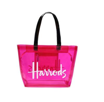 China Durable Custom Clear Tote PVC Shopping Bags With Zipper For Women for sale