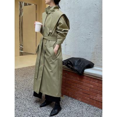 China Anti-wrinkle OULAIYADI British Style Thickened Cloak Long Jacket And Coats Windbreaker Trench Coat Women for sale