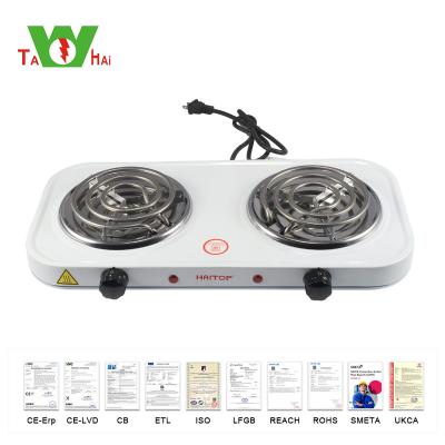 China Outdoor Wholesale Countertop 2000W Electric Stove Double Burner Kitchen Electric Hot Plate For Cooking for sale