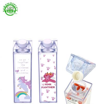 China Sustainable 500ml Rectangle Transparent Milk Carton Shaped Plastic Water Bottle Wholesale for sale