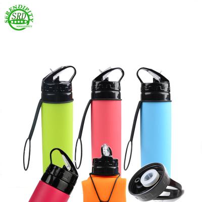 China Travel Safe Outdoor Silicone Ware Food Grade Sports Folding Water Bottle For Promotion Creative Gift for sale