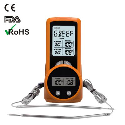 China Digital Bbq Meat Thermometer Wireless Grilling Cooking Thermometer With Temp Alarm for sale