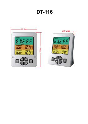 China Drahtloser Fern-Digital-Doppelsonden-Fleisch-Thermometer-Grill breiter Lcd-Schirm zu verkaufen