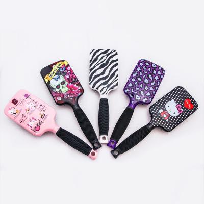 China For Home Use Wholesale Air Cushion Hair Brush with Pattern and Custom Logo Nylon Bristles Paddle Detangling Hair Brush for sale