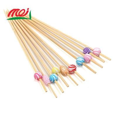 China Eco - Friendly Cheap Cocktail Pearl Decoration Fruit Pick Easily Cleaned Bamboo Stick For Barbecue for sale