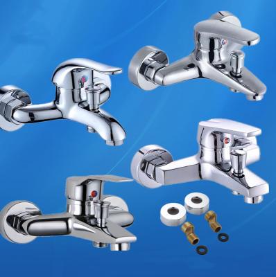 China Without Slide Bar Shower Mixer Tap Modern Bathtub Mixer Anti Scald Wall Mounted Shower Faucet ExposedShower Valve With Bath Filler Spout for sale