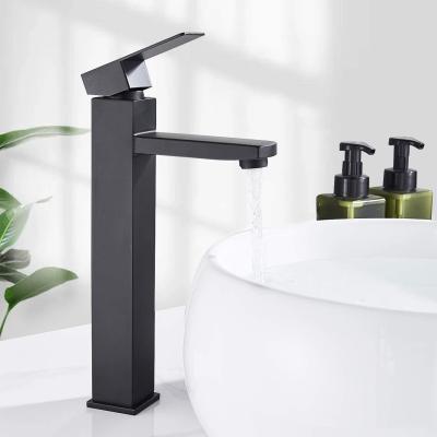 China Tall Metered Faucets Bathroom Countertop Basin Mixer Tap Single Hole Single Lever Toilet Vessel Vanity Mixer Tap Matte Black Mono Washroom for sale