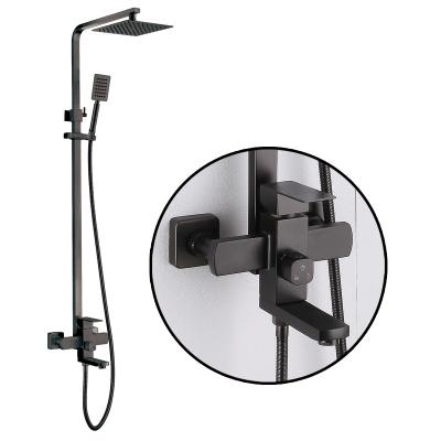 China With Mounting System User-Friendly Shower Set-304 Stainless Steel Household Bathroom Shower Head Square Design Combo Set for sale