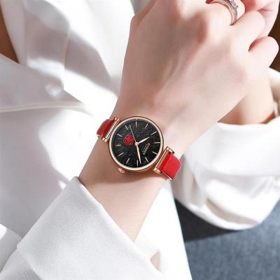 China Water Resistant Curren Ladies Watches 9078 Fashion Luxury Casual Quartz Leather Girls Wristwatches Watch With Flower for sale